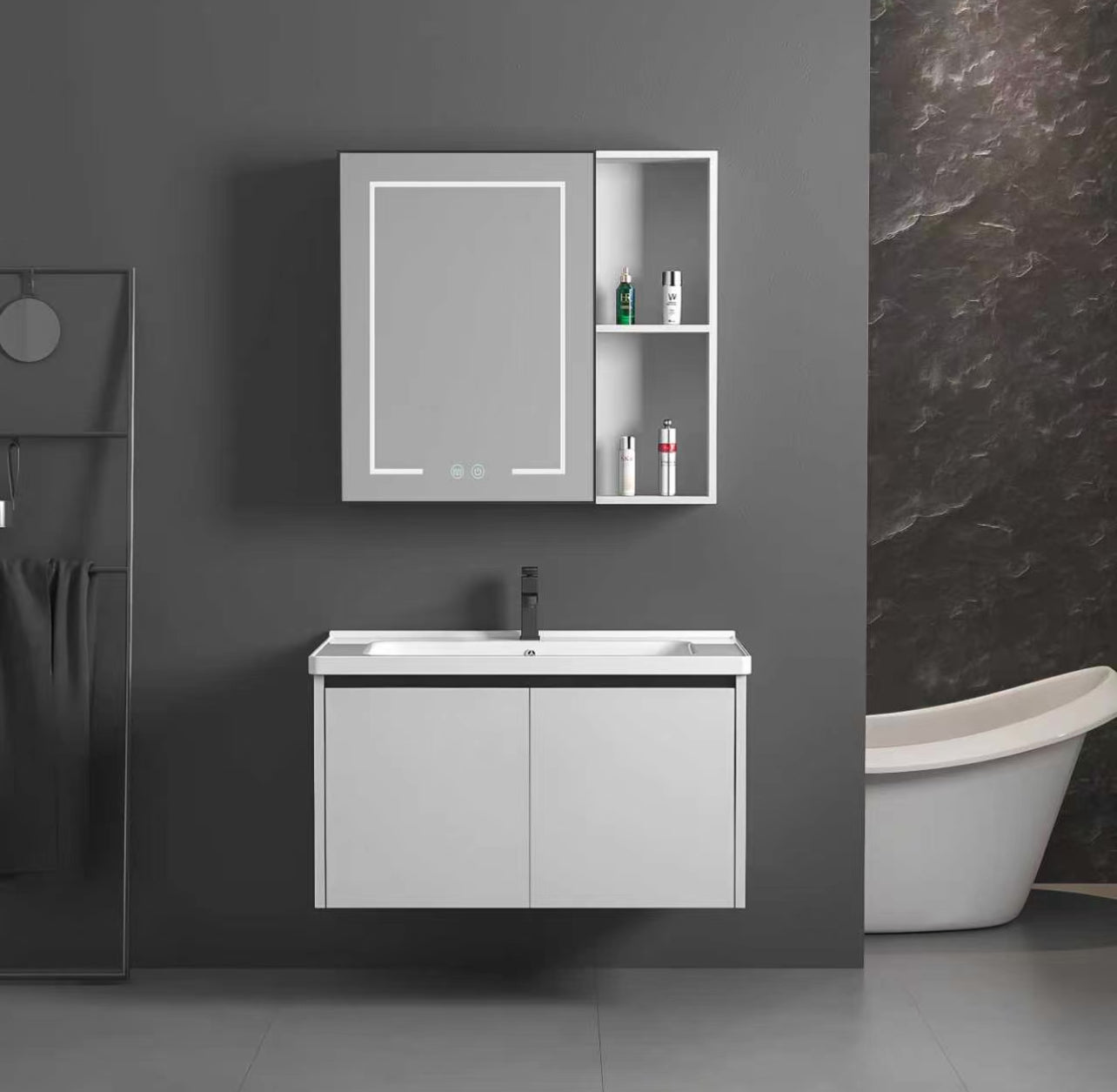 •	MEUBLE SALLE DE BAIN SMART – ANTI-FUITE D’EAU – 60 CM