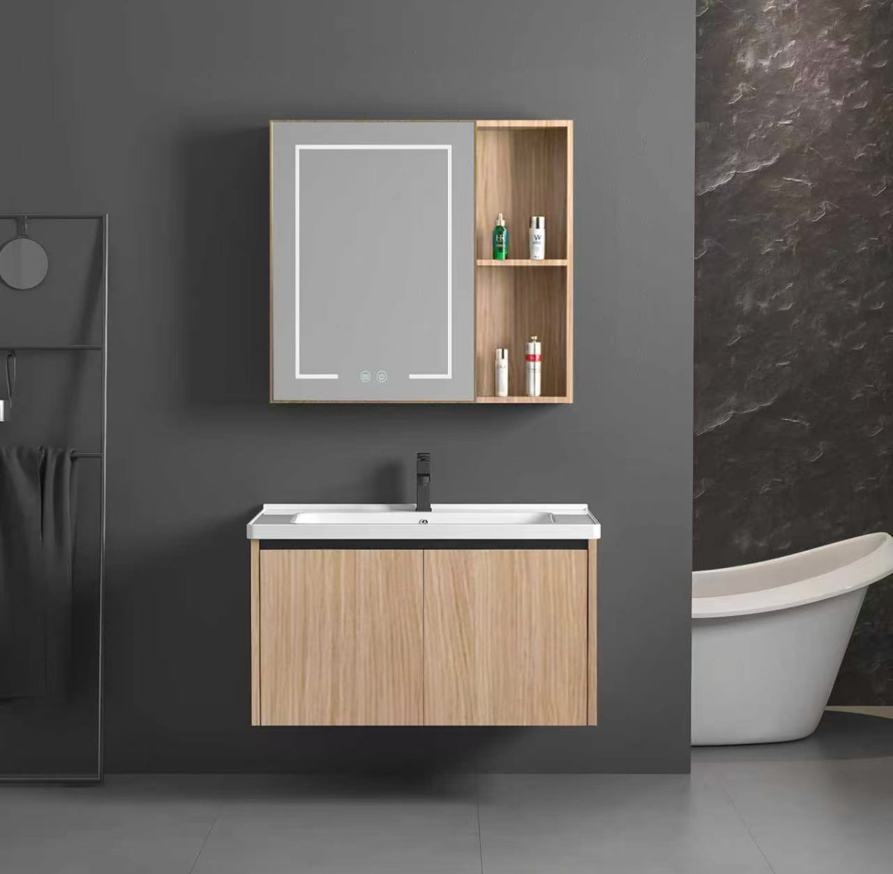 •	MEUBLE SALLE DE BAIN SMART – ANTI-FUITE D’EAU – 60 CM