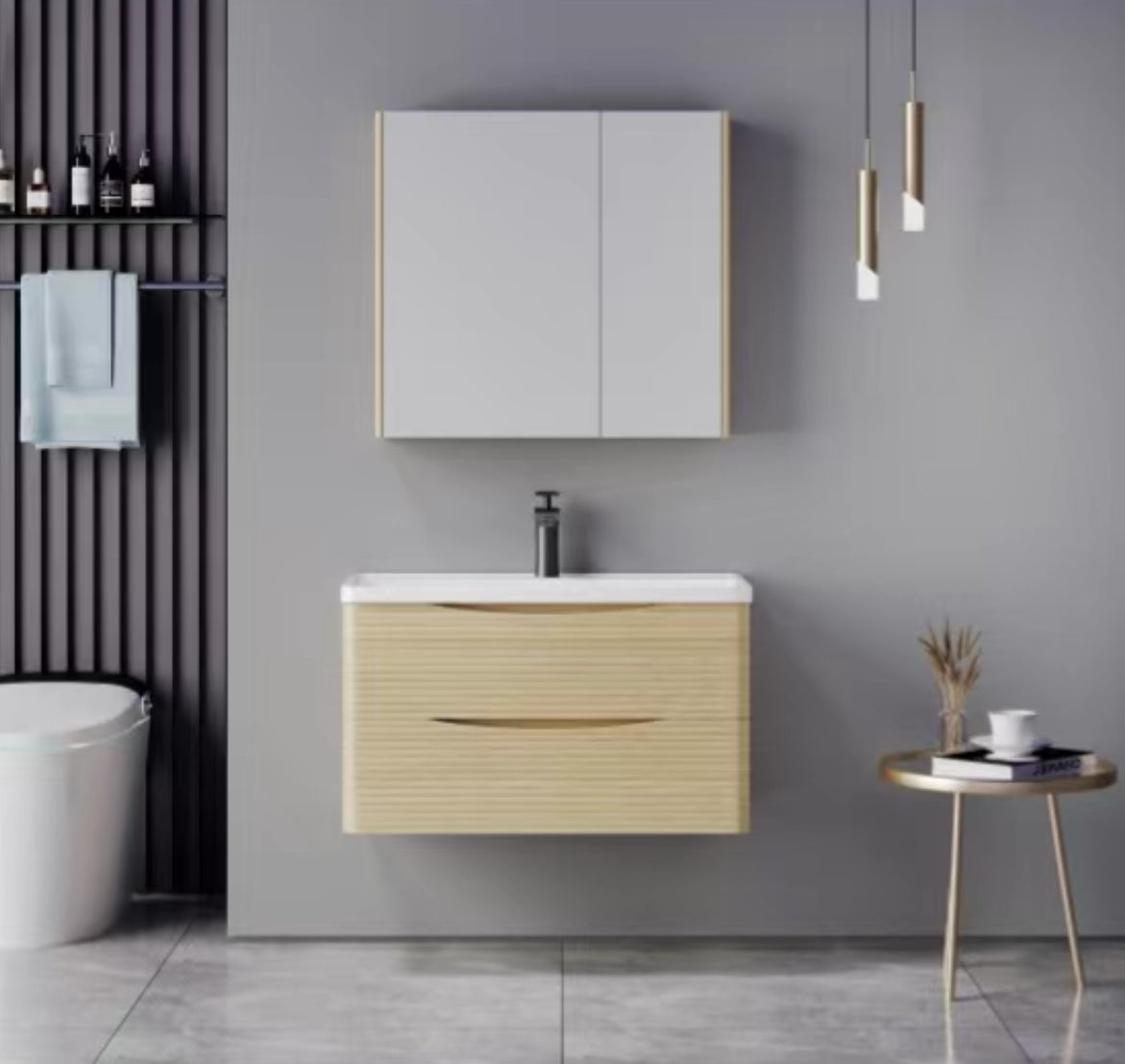 •	MEUBLE SALLE DE BAIN DESIGN SMART – SUSPENDU – ANTI-FUITE