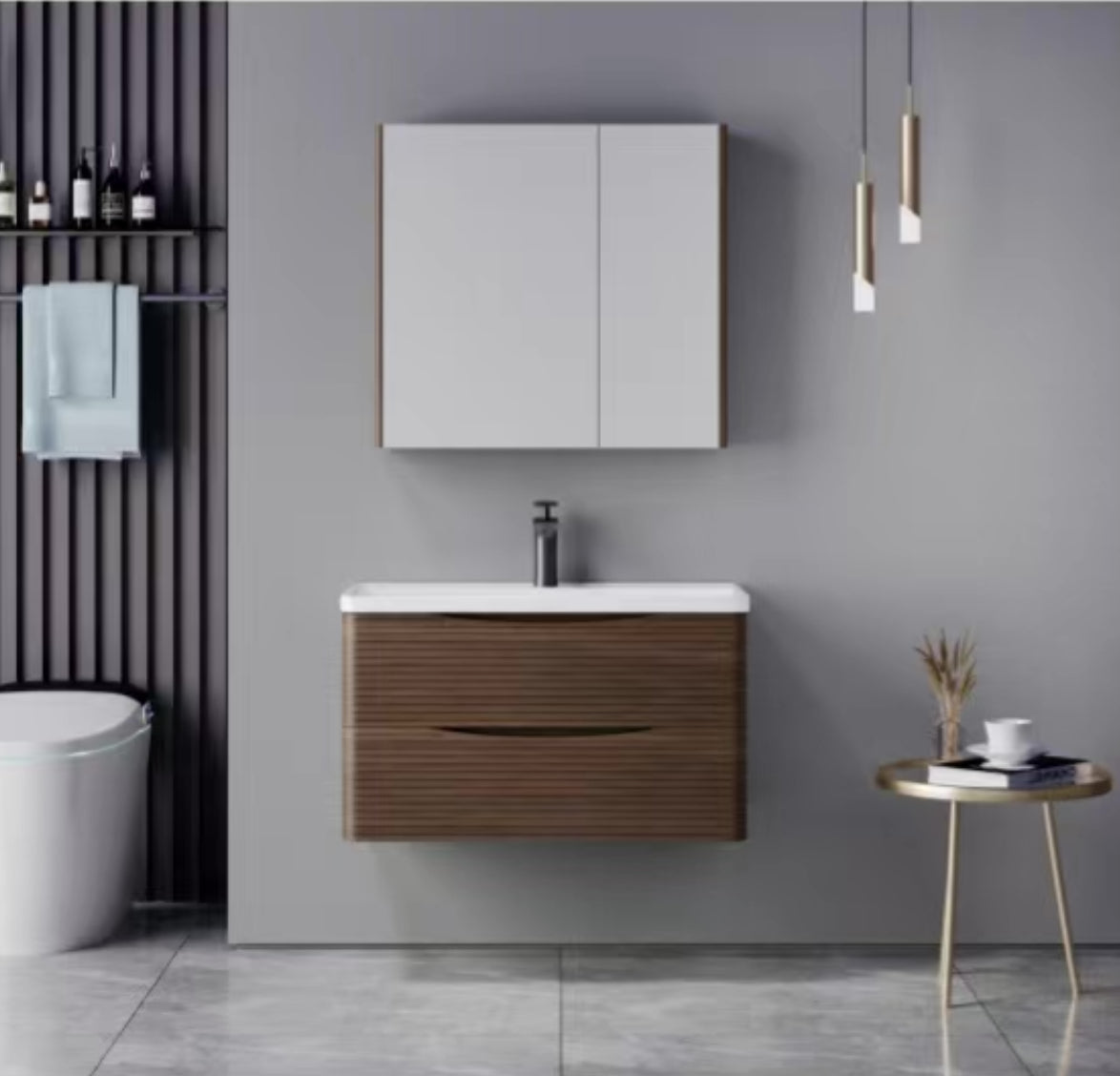 •	MEUBLE SALLE DE BAIN DESIGN SMART – SUSPENDU – ANTI-FUITE