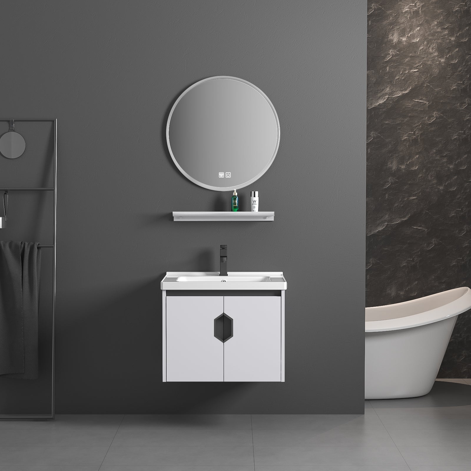 •	MEUBLE SALLE DE BAIN SMART – ANTI-FUITE D’EAU – 50 CM